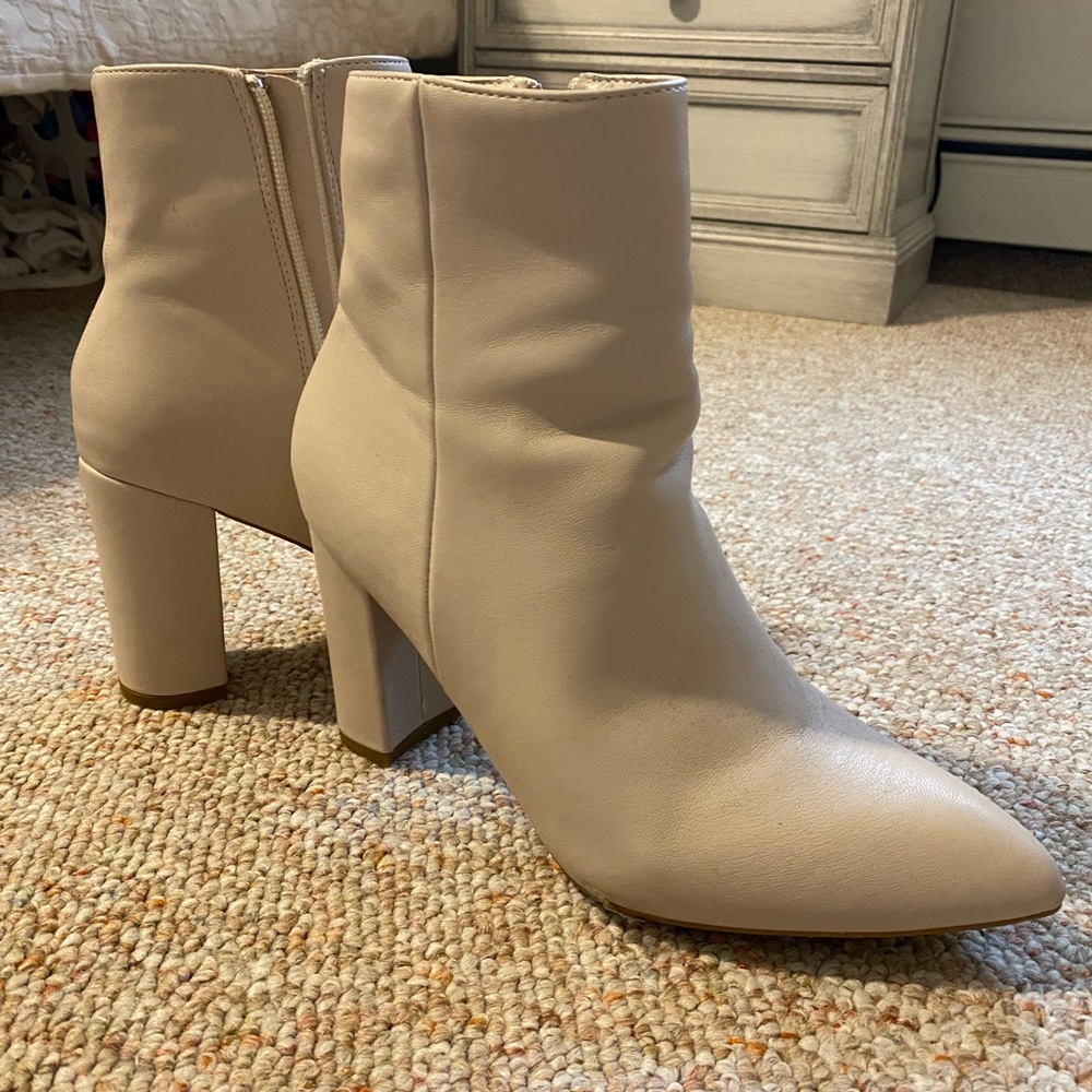 Off white leather booties